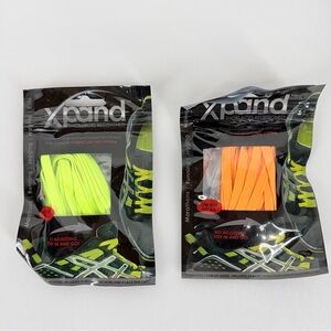 Xpand Elastic No Tie Lacing System Neon Orange & Yellow NEW lot of 2